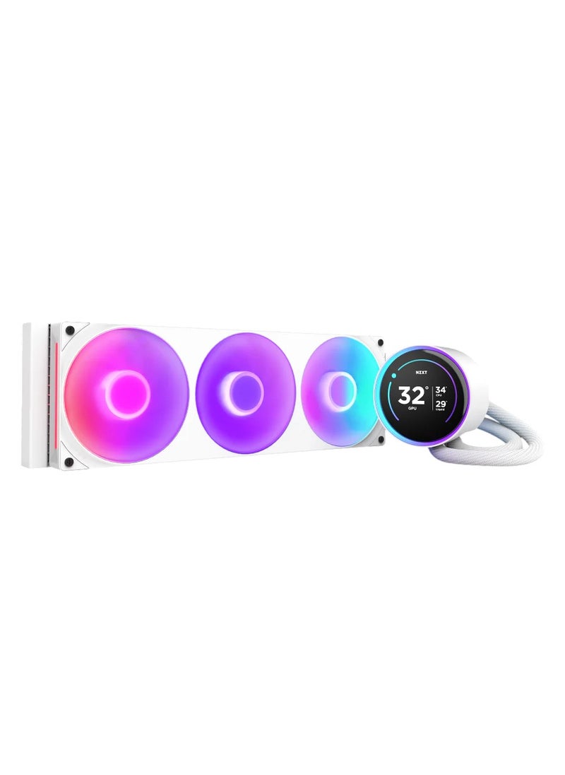 NZXT Kraken Elite 360 RGB - AIO CPU Liquid Cooler - 360mm Radiator - F360 RGB Core Fan - Customizable 2.72" IPS LCD Turbine Pump - Intel® LGA 1700, 1200/115X, 1851 - AMD® AM5, AM4 - White  - Image 1