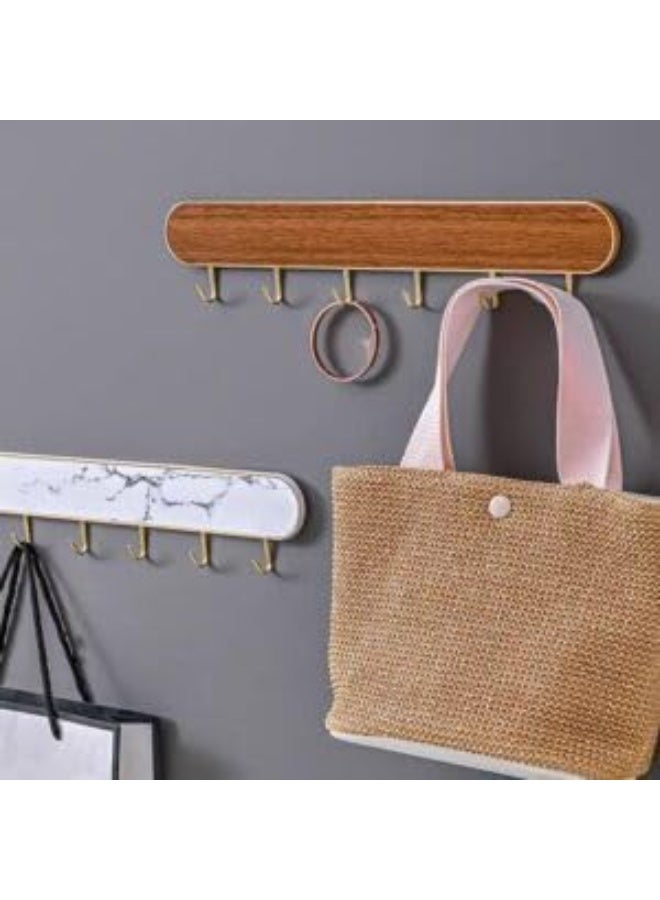 علاقة ملابس لاصقة مزدوجة الجوانب تُثبّت على الحائط، مزودة بـ 6 خطافات لتعليق الملابس، المقاس: 39.7 سم، اللون: أبيض - Image 2