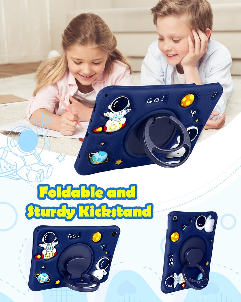 Wazzasoft for Samsung Galaxy Tab A7 Lite 8.7â€ Case Boys Cute Astronaut Cover Kawaii 3D Cartoon Spacemen Girls Cool with Rotating Handle Stand + Strap Soft Silicone Funda for Galaxy A7 Lite Table Cases - Image 5