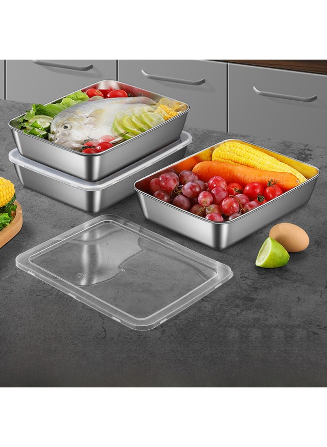 Stainless Steel Small Square Box Square Crisper Refrigerator Storage Box With Lid Sealed Leak-proof Sample Box Bento Box-Specifications:(316L Logo) Large (micro-pressure Sealing Cover) Length 22.5 * Width 15 * Height 6.5cm - Image 3