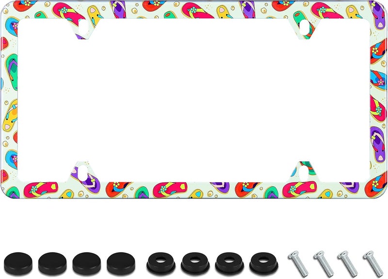 UNINDREM Beach Flip Flops License Plate Frame - Colorful Slippers Holder - Image 1