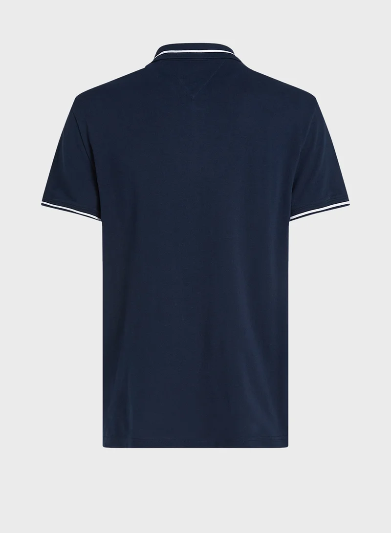 TOMMY JEANS Logo Regular Fit Tipped Polo