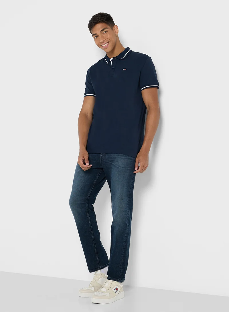 TOMMY JEANS Logo Regular Fit Tipped Polo