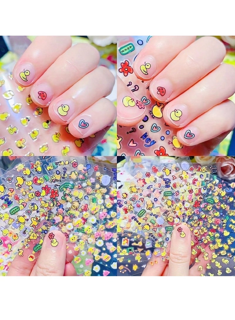 10 قطع من ملصقات أظافر الحيوانات الكرتونية للأطفال، ملصقات أظافر على شكل أرنب ودجاجة لطيفة، ملصقات ذاتية اللصق ثلاثية الأبعاد لتزيين فن الأظافر بنفسك - Image 2
