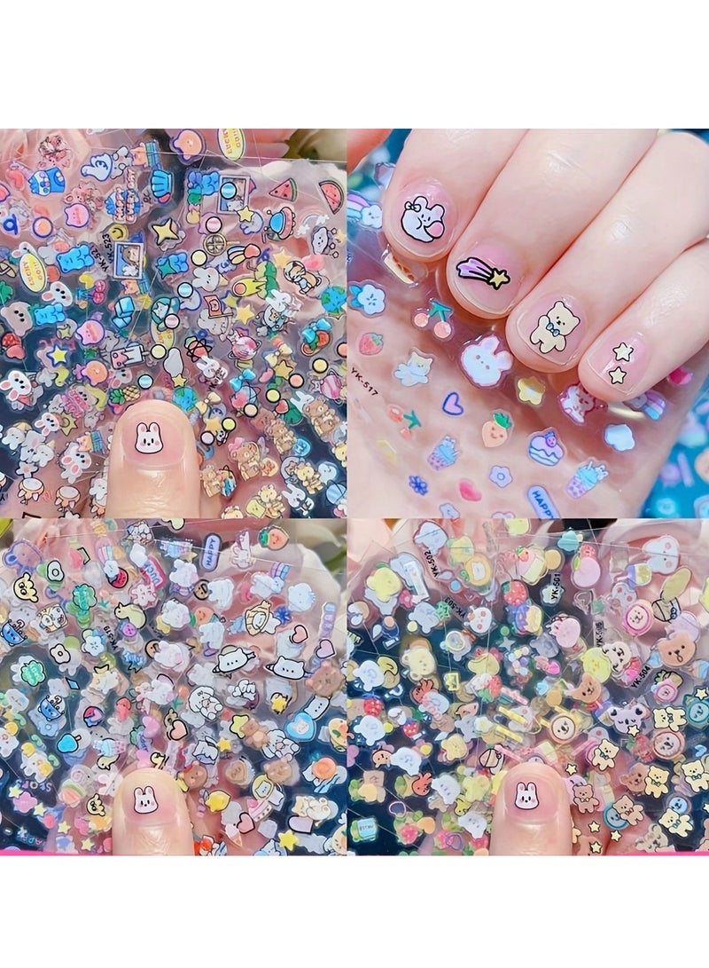 10 قطع من ملصقات أظافر الحيوانات الكرتونية للأطفال، ملصقات أظافر على شكل أرنب ودجاجة لطيفة، ملصقات ذاتية اللصق ثلاثية الأبعاد لتزيين فن الأظافر بنفسك - Image 3