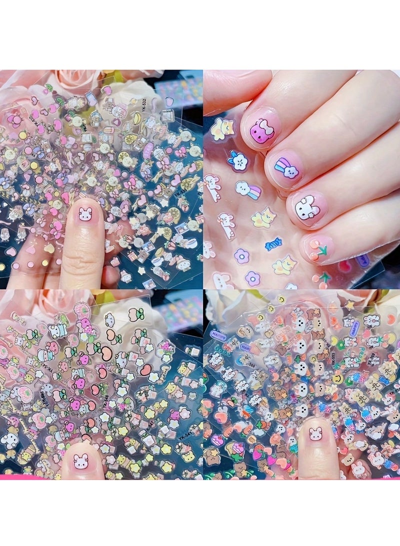 10 قطع من ملصقات أظافر الحيوانات الكرتونية للأطفال، ملصقات أظافر على شكل أرنب ودجاجة لطيفة، ملصقات ذاتية اللصق ثلاثية الأبعاد لتزيين فن الأظافر بنفسك - Image 4