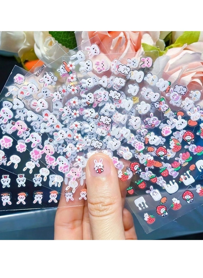10 قطع من ملصقات أظافر الحيوانات الكرتونية للأطفال، ملصقات أظافر على شكل أرنب ودجاجة لطيفة، ملصقات ذاتية اللصق ثلاثية الأبعاد لتزيين فن الأظافر بنفسك - Image 5