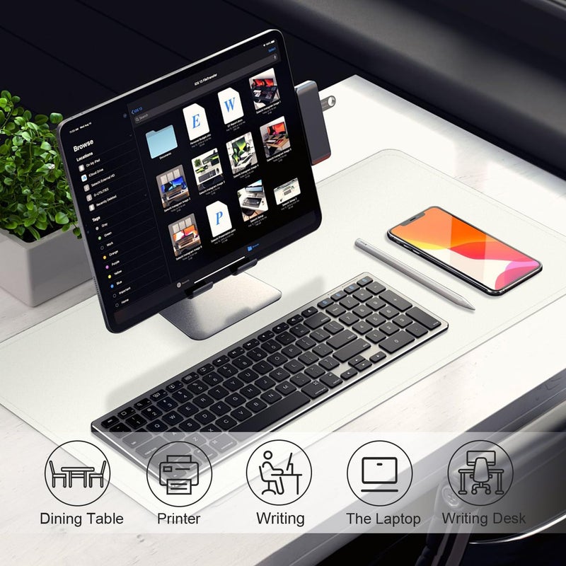 BLESWIN Leather Desk Pad Protector, 39.4'' X 17'' Large Mouse Pad, Office Desk Mat, Non-Slip PU Leather & Suede Base Desk Blotter, Laptop Desk Pad, Desktop Mat for Office Home, White - Image 5