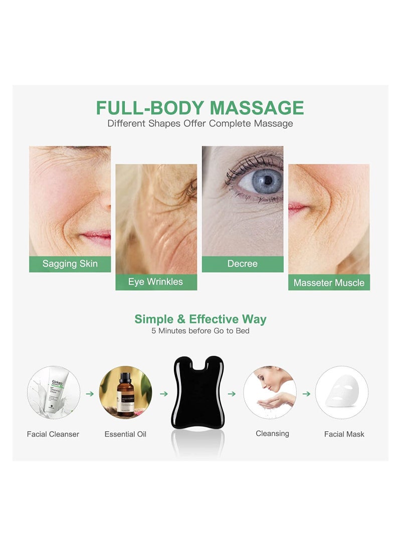 سيوسي Massage Facial Tool Natural Jade Stone Board Scraping Set for SPA Acupuncture Physical Therapy Muscle Knot Caring Point Treatment 4PCS - Image 4