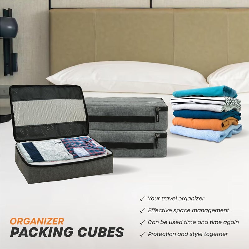 Cranique Packing Cubes for Travel Organizer, Storage Bag, Packing Bag for Clothes, Essential Pouch, Travel Organizer for Men & Women Pack of 5 (Cube1-Grey-Pack5) - Image 4