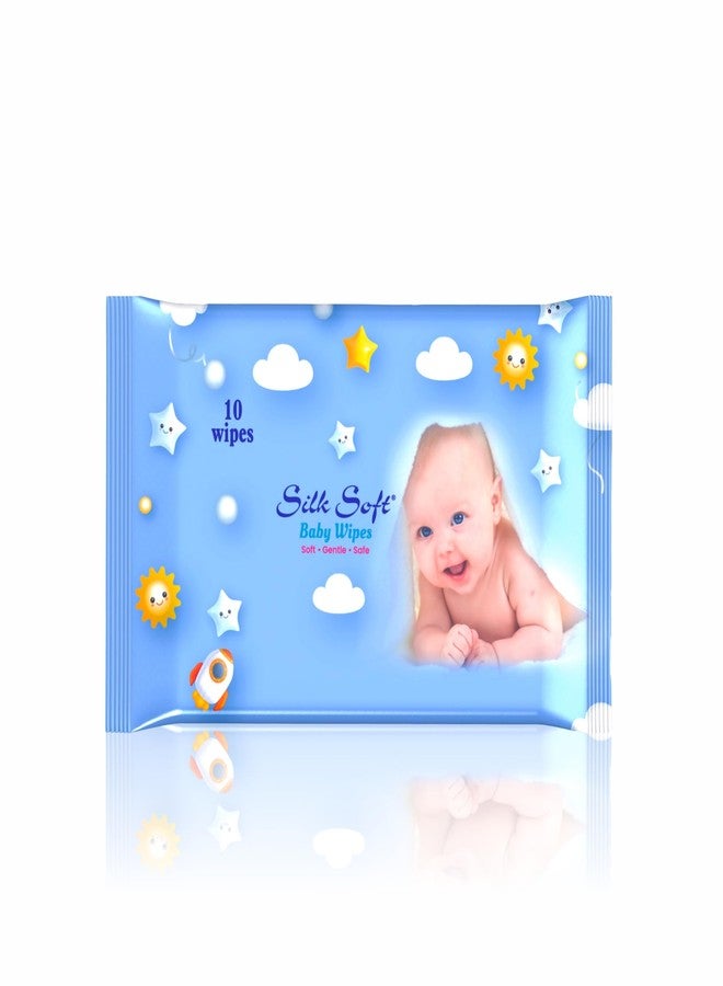 Silk Soft Baby Wipes - 10 Wipes (10 x 1 Pack) | Fragrance-Free, Alcohol-Free & Hypoallergenic | Soft, Moisturizing & Gentle on Baby Skin - Image 1