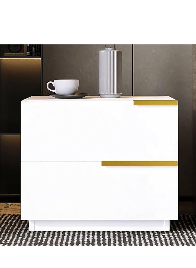 Generic Modern Bedside Table Small Wooden Table with 2 Drawers and Spacious Countertop for Bed Side Sofa End Simple Nightstand Bedside Cabinet Storage for Bedroom Living Room (White)  - Image 2