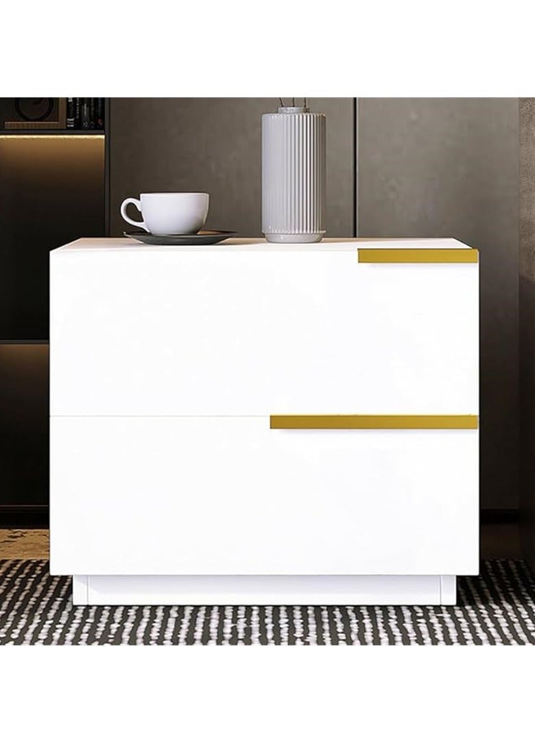 Generic Modern Bedside Table Small Wooden Table with 2 Drawers and Spacious Countertop for Bed Side Sofa End Simple Nightstand Bedside Cabinet Storage for Bedroom Living Room (White)  - Image 3