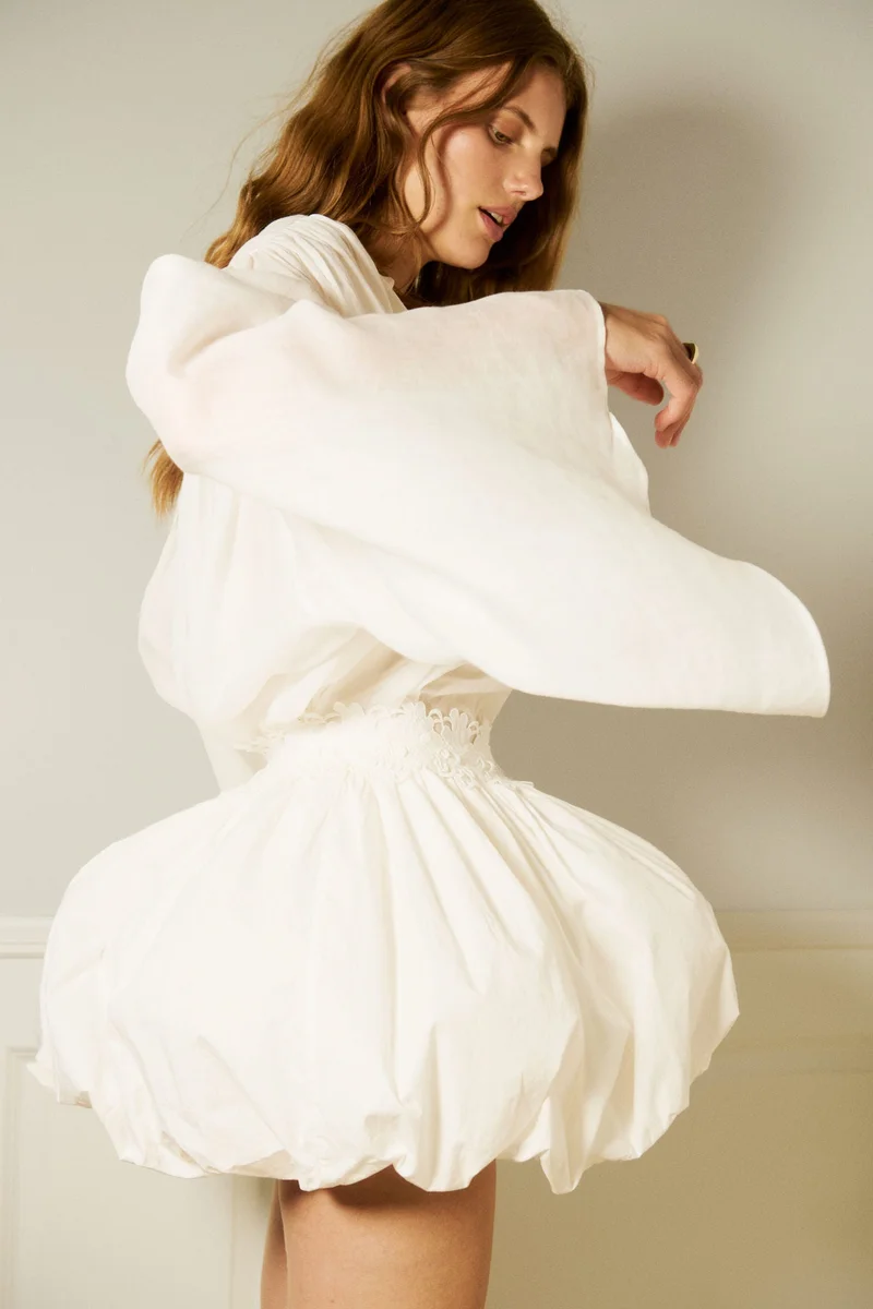 Cotton balloon skirt