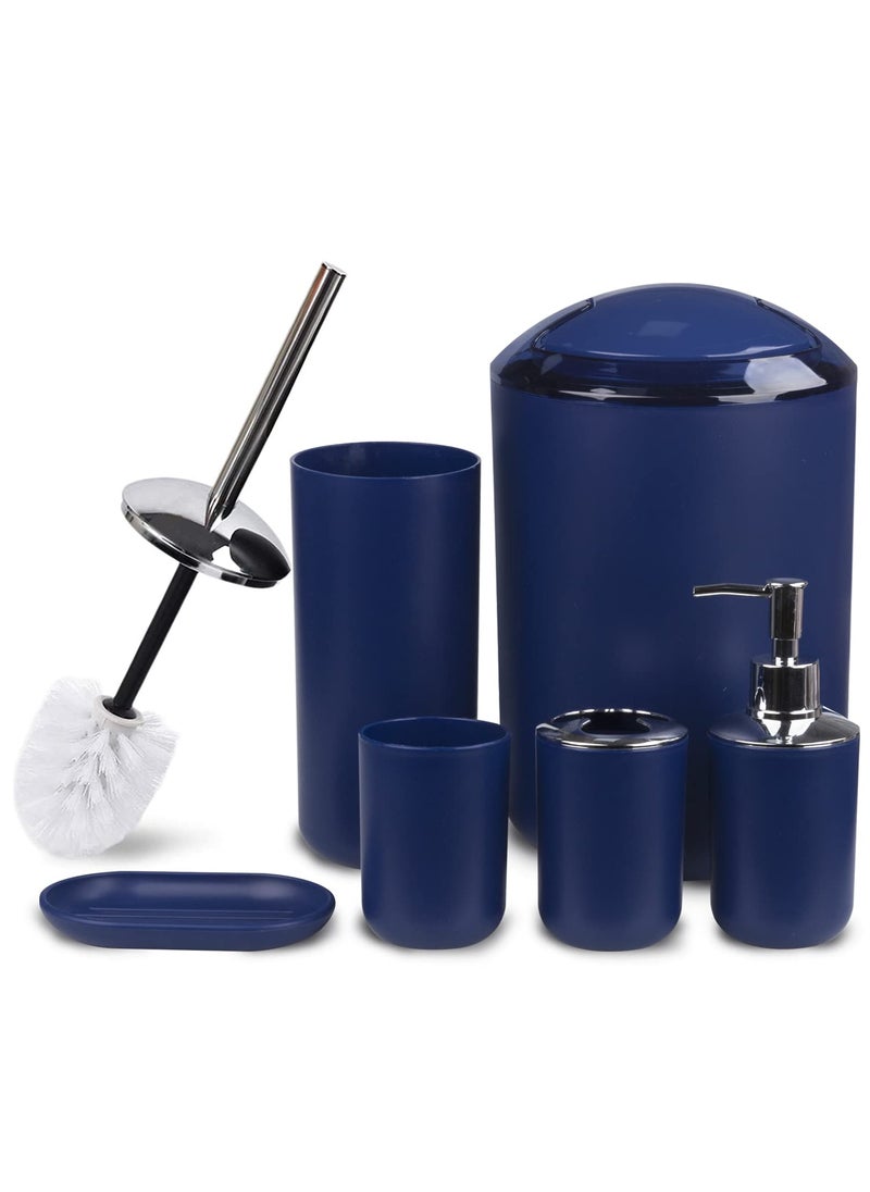 CERBIOR CERBIOR Bathroom Accessories Set 6 Piece Bath Ensemble Includes Soap Dispenser Toothbrush Holder Toothbrush Cup Soap Dish for Decorative Countertop and Housewarming Gift Royal blue6pcs 