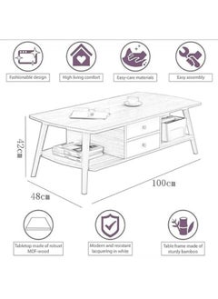 GGEROU Coffee Tables for Living Room, 2 Tier Rectangular Simple Style Center Table with Wooden Frame, 2 Tier Low Living Room Table for Living Room, Office, Balcony  - Image 3