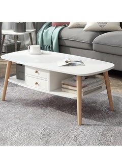 GGEROU Coffee Tables for Living Room, 2 Tier Rectangular Simple Style Center Table with Wooden Frame, 2 Tier Low Living Room Table for Living Room, Office, Balcony  - Image 2
