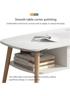 GGEROU Coffee Tables for Living Room, 2 Tier Rectangular Simple Style Center Table with Wooden Frame, 2 Tier Low Living Room Table for Living Room, Office, Balcony  - Image 4