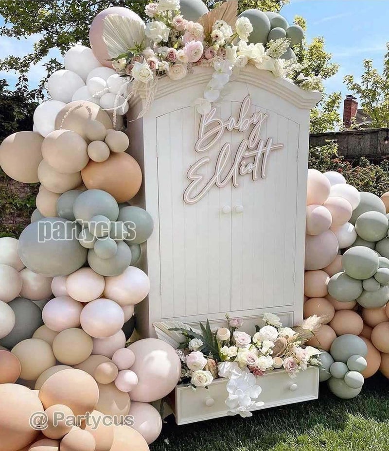 Partycus Dusty Green Nude Balloon Garland Double Stuffed Blush Brown Cream Sand White Neutral Matte Balloon Arch Kit for Baby Shower Wedding Birthday Gender Reveal Woodland Party Decoration - Image 2
