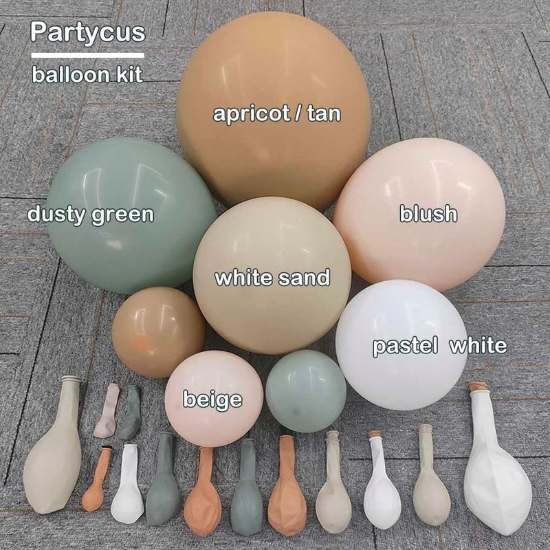 Partycus Dusty Green Nude Balloon Garland Double Stuffed Blush Brown Cream Sand White Neutral Matte Balloon Arch Kit for Baby Shower Wedding Birthday Gender Reveal Woodland Party Decoration - Image 3