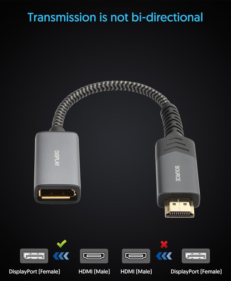 BlueRigger HDMI Male to DisplayPort Female Adapter, 4K HDMI to DisplayPort Connector HDMI in to DP Cable Out for Xbox One/360/PS4/PS5/Mac Mini, PC to Monitor - Image 4