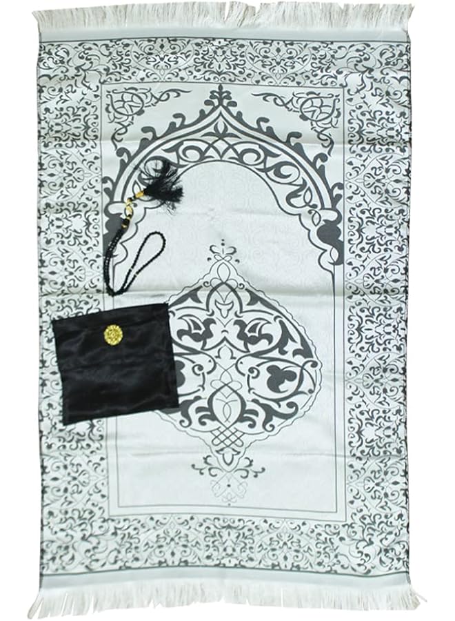 erorex Islamic Prayer Mat Set High Quality Rug And Decorative Rosary With Beautifull Pouch Ideal For Home Traveling At Office At Work For Ramadan Eid Etc Best Gift Idea Prayer Carpet Tasbih And Bag  - Image 3