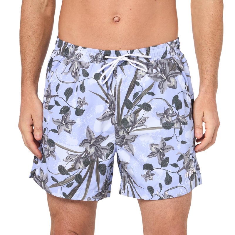 HUGO Tropical Leaf Swim Trunk Purple Basil M