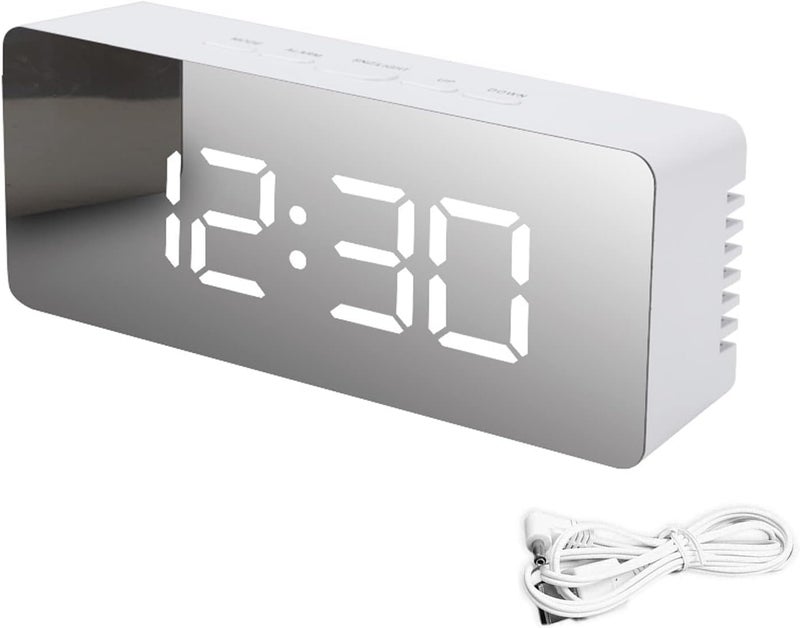 BluBasket 1 Piece Digital LED Alarm Clock Mirror Alarm Clock for Kids Large LED Display with Snooze Time Temperature Function for Bedroom Office Travel Battery Powered USB Powered - Image 5