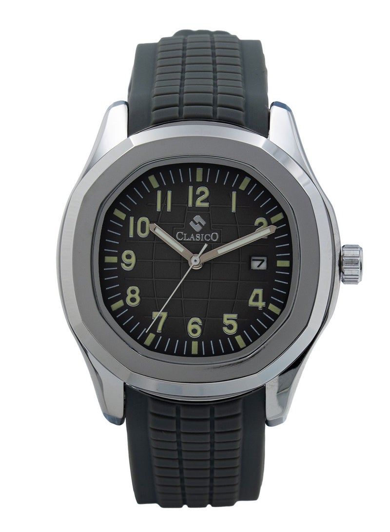 Clasico 🔥 Aquatic Men's Analog Watch - Black Dial with Date 🕒 Sporty Rubber Strap ⌚ Stylish Everyday Timepiece - Image 1