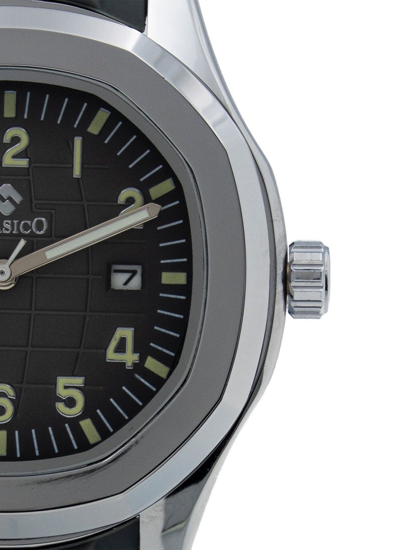 Clasico 🔥 Aquatic Men's Analog Watch - Black Dial with Date 🕒 Sporty Rubber Strap ⌚ Stylish Everyday Timepiece - Image 2