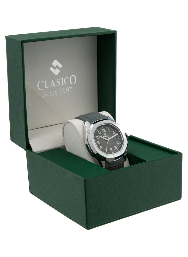 Clasico 🔥 Aquatic Men's Analog Watch - Black Dial with Date 🕒 Sporty Rubber Strap ⌚ Stylish Everyday Timepiece - Image 5