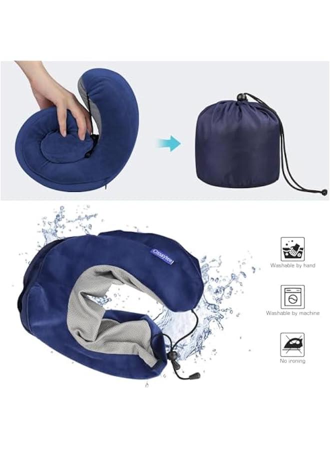 HOOKOR Travel Neck Pillow, Car Neck Pillow, Memory Foam Travel Pillow, Airplane Travel Pillow with 3D Contoured Eye Masks, Earplugs and Storage Bag. (Blue) - Image 2