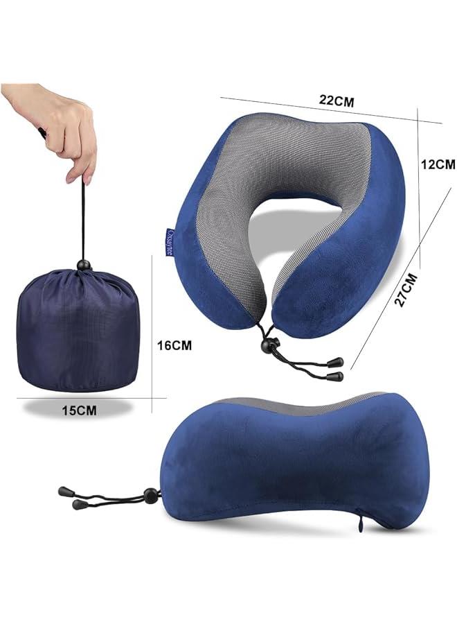 HOOKOR Travel Neck Pillow, Car Neck Pillow, Memory Foam Travel Pillow, Airplane Travel Pillow with 3D Contoured Eye Masks, Earplugs and Storage Bag. (Blue) - Image 3