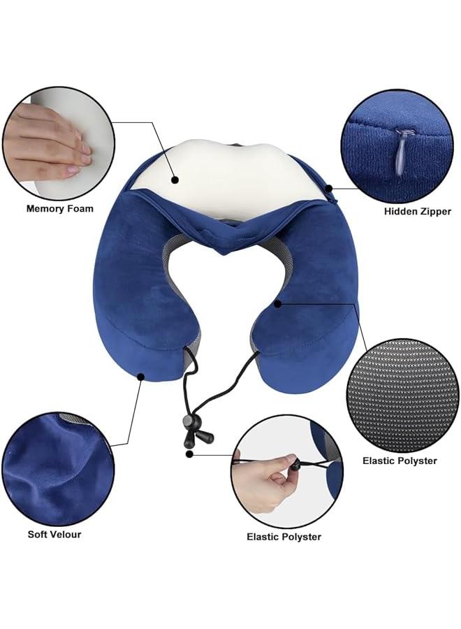 HOOKOR Travel Neck Pillow, Car Neck Pillow, Memory Foam Travel Pillow, Airplane Travel Pillow with 3D Contoured Eye Masks, Earplugs and Storage Bag. (Blue) - Image 4
