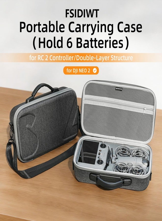 FSIDIWT Carrying Case for DJI Neo 2 Accessories, Portable Travel Shoulder Bag for DJI Neo 2 Fly More Combo, Compatible with RC 2 Remote Controller and 6 Intelligent Flight Batteries - Image 2