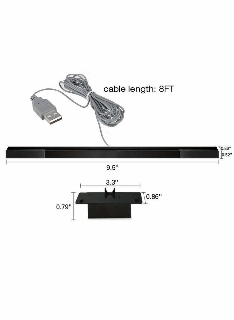 KASTWAVE - Sensor Bars, USB Wired Sensor Bar for Wii Games, SYOSI, Replacement Infrared IR Ray Motion Sensor Signal Receiver for Nintendo Wii/Wii U Console, with Stable Stand (Black) - Image 1