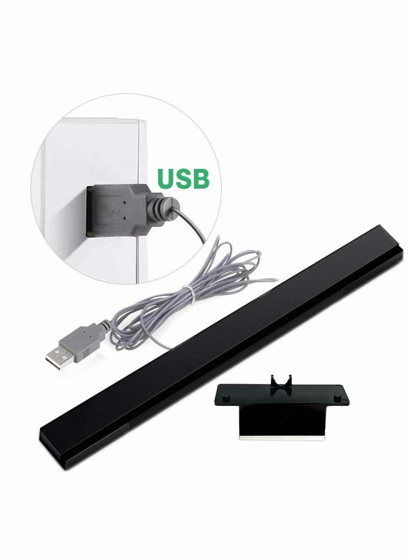 KASTWAVE - Sensor Bars, USB Wired Sensor Bar for Wii Games, SYOSI, Replacement Infrared IR Ray Motion Sensor Signal Receiver for Nintendo Wii/Wii U Console, with Stable Stand (Black) - Image 1