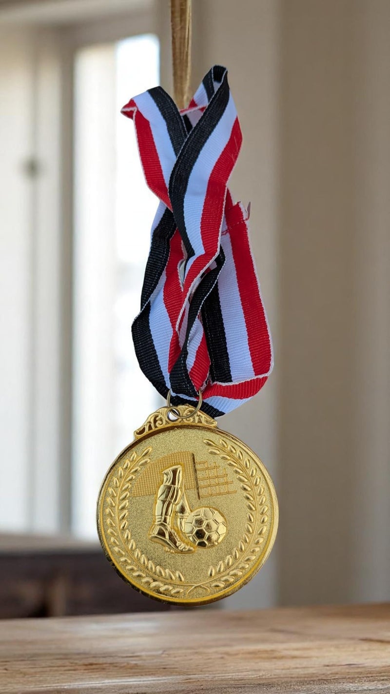 Metal Sports Medal Football Medal for Sports Performance Big Size 7cm with Ribbon Multi Shape - Image 2