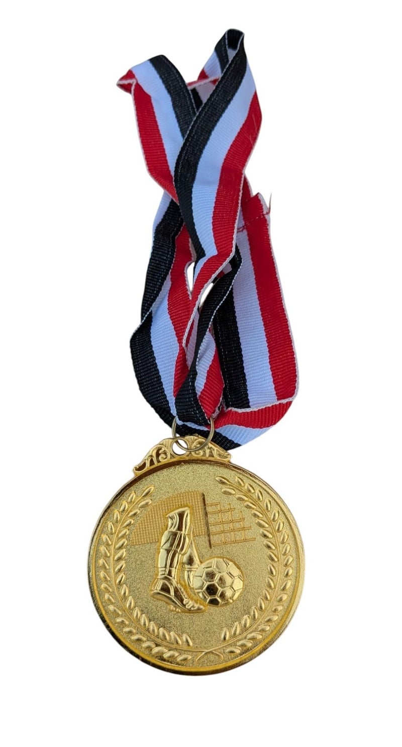Metal Sports Medal Football Medal for Sports Performance Big Size 7cm with Ribbon Multi Shape - Image 1