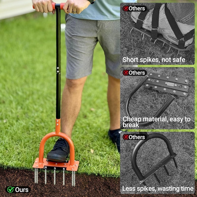 CKLT 39-Inch Lawn Aerator Spike Tool, Manual Garden Soil Aeration Equipment - Image 5