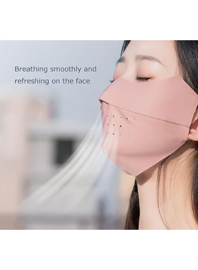3 Pack UV Protection Face Mask, Ice Silk Sun Protection Face Shield with Adjustable Ear Loops, Breathable Reusable UV Mask for Outdoor Sports, Running, Skiing, Cycling, Golf (Pink, Black, Gray) - Image 5