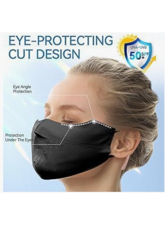 3 Pack UV Protection Face Mask, Ice Silk Sun Protection Face Shield with Adjustable Ear Loops, Breathable Reusable UV Mask for Outdoor Sports, Running, Skiing, Cycling, Golf (Pink, Black, Gray) - Image 3