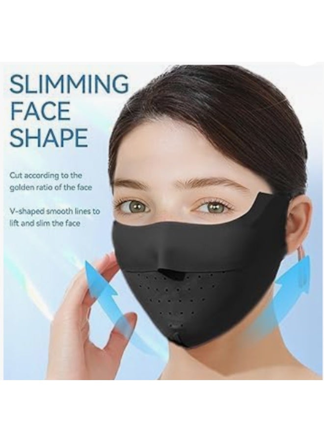 3 Pack UV Protection Face Mask, Ice Silk Sun Protection Face Shield with Adjustable Ear Loops, Breathable Reusable UV Mask for Outdoor Sports, Running, Skiing, Cycling, Golf (Pink, Black, Gray) - Image 2