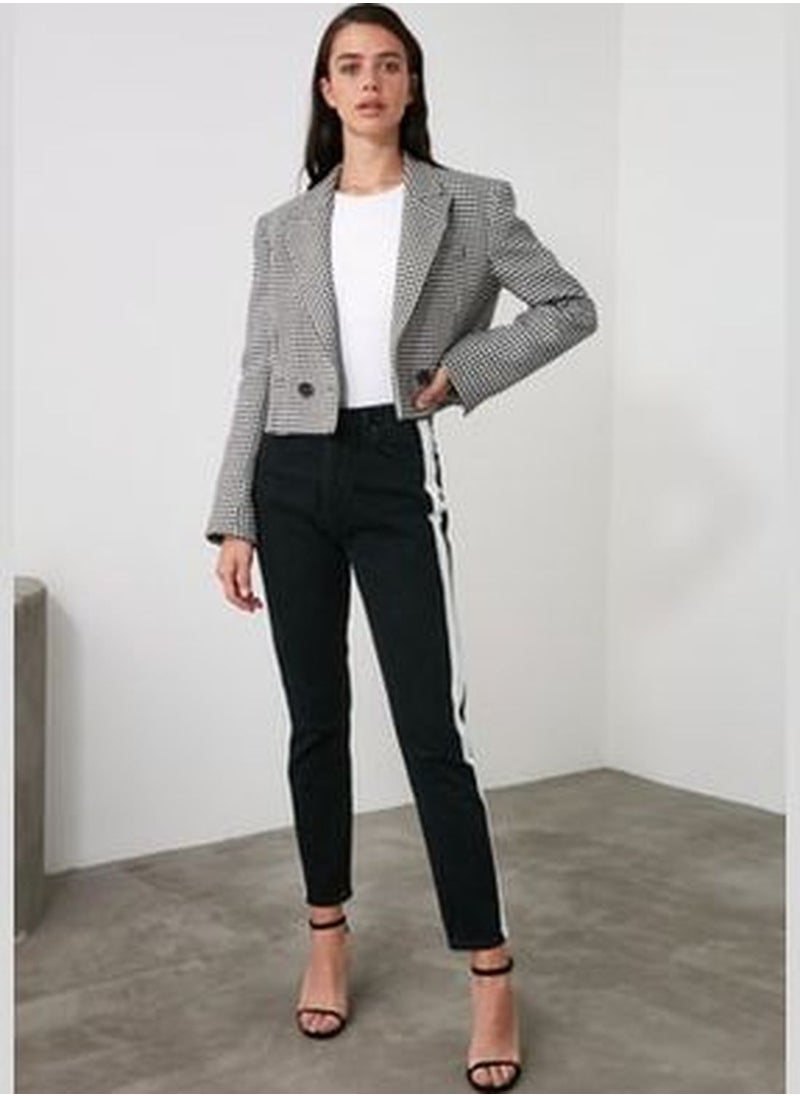 trendyol Black High Waist Mom Jeans with Side Stripes TWOAW21JE0719  - Image 3