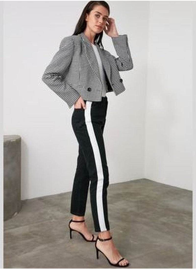 trendyol Black High Waist Mom Jeans with Side Stripes TWOAW21JE0719  - Image 2