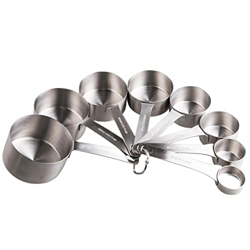 Smithcraft Measuring Cup Set of 8 Stainless Steel Measuring Cups18/8(304) Steel Material Heavy Duty 8 Measuring Cups and 1 Ring Set of 9 - Image 1