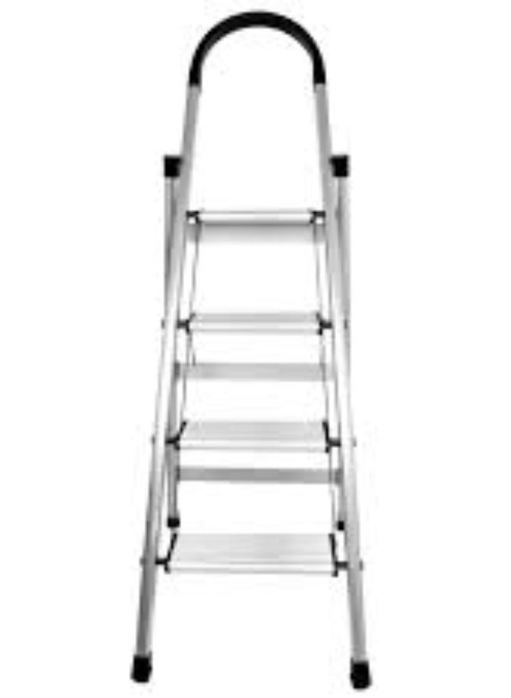 KNP KNP 4 Steps Aluminum Ladder in silver is a robust and versatile tool designed for a variety of tasks around the home, office, or job site.  - Image 1