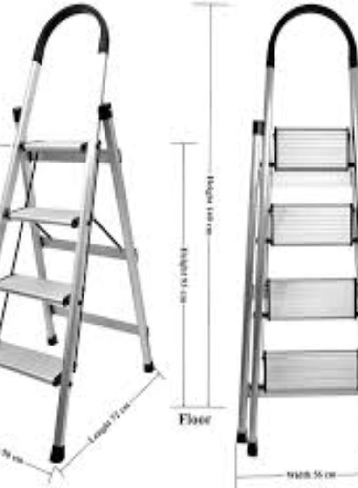 KNP KNP 4 Steps Aluminum Ladder in silver is a robust and versatile tool designed for a variety of tasks around the home, office, or job site.  - Image 3