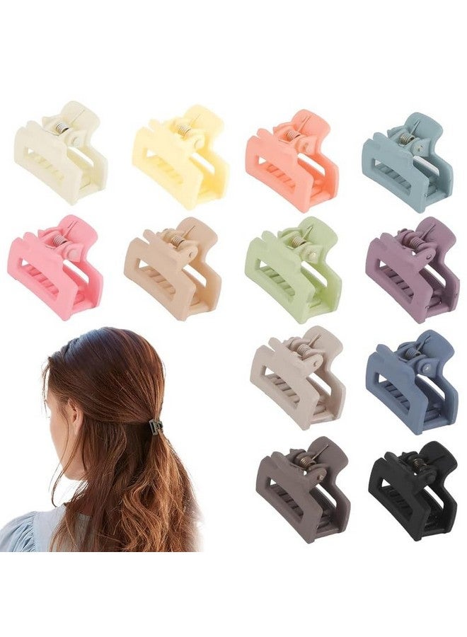 FAMEZA 12 PCS PREMIUM Small Hair Claw Clips for Women Girls,12 Pcs Mini Tiny Hair Claw Clips for Thin/Thick/Medium/Fine Hair,0.9 Inch Little Cute Hair Jaw Clips Clamps Matte Rectangle Nonslip - Image 1