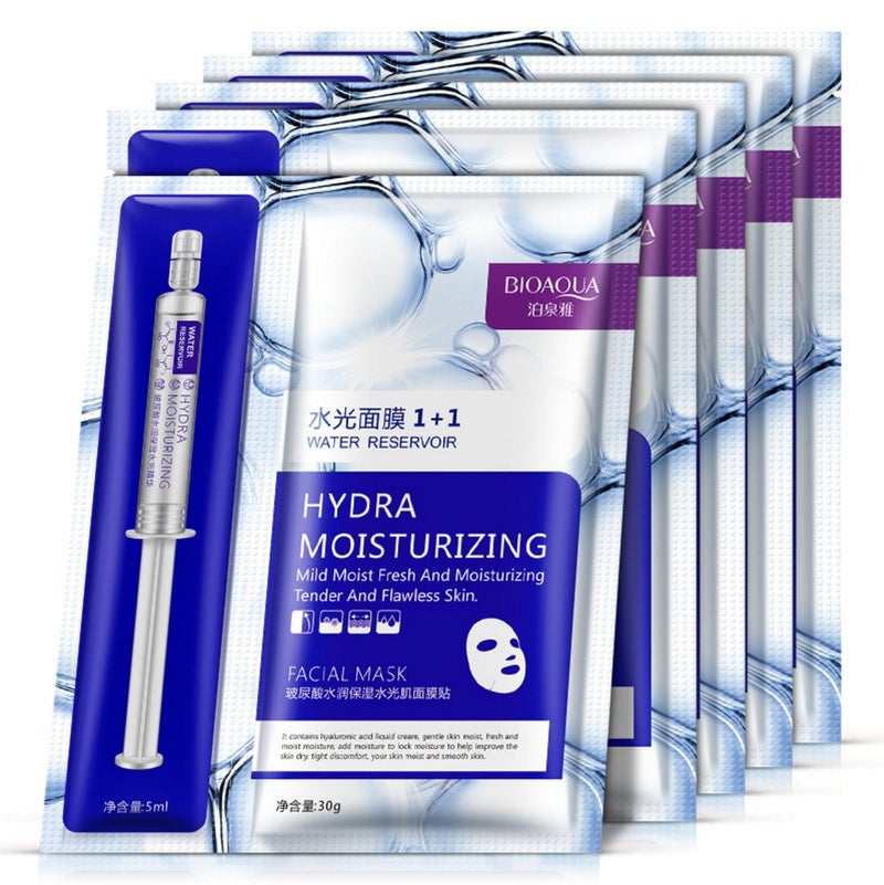 BIOAQUA Hydra Collagen Mask Mild Moist Face Tender Skin Hyaluronic Oil Control Beautiful Skin Moisturizing 5-PACK - Image 1